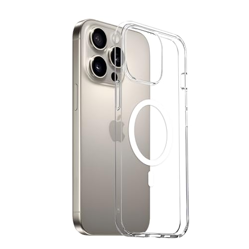 Image of Prolet Anti- Yellow Crystal Clear Hard Case Cover Compatible with iPhone 16 Pro-max with Magnetic Mag-Safe Wireless Charging Support, Shockproof Hard Back Cover (Transparent)