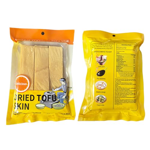 MQZHUK Handmade Dried Tofu Skin Oil Tofu Skin Soy Products 9.72oz Vegetarian Food Special Beancurd ld Vegetable for Frying Stewing Boiling Soup China Specialty Snacks-Pack of 2