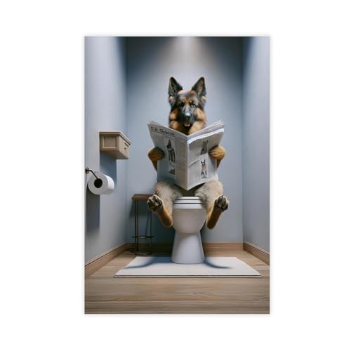 Toile berger allemand journal toilettes grand tableau mural 60x90
