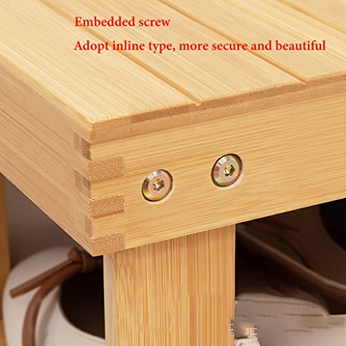 Banc à chaussures entrée étroite solution gain de place 3 niveaux bambou - 5