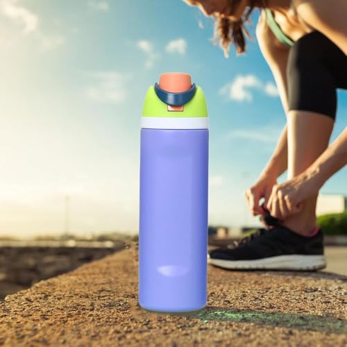 Image of FreeSip Gym Water Bottle with Straw & Chug Lid - Leak Proof Push Button Opening, BPA Free, Large Capacity Sports Bottle with Carry Handle (Purple, 960 ML)