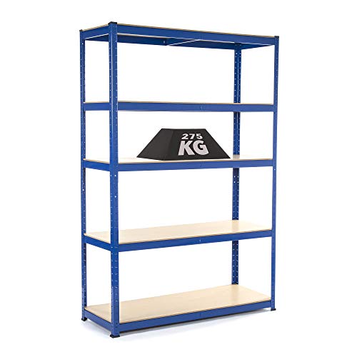 Racking Solutions - Rayonnage/Étagère de Garage/Système de stockage en acier, charges lourdes, capacité de charge totale 1375kg (5u00a0niveaux 1800mm H x 1200mm L x 600mm P) + Livraison Gratuite