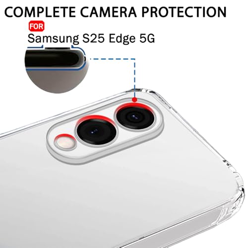 Image of TheGiftKart Back Cover Soft Case for Samsung Galaxy S25 Edge 5G | Best Camera Protection | Inbuilt Dust Plugs & Anti-Slip Grip | Ultra Clear Slim Back Cover Case (Silicone, Transparent)