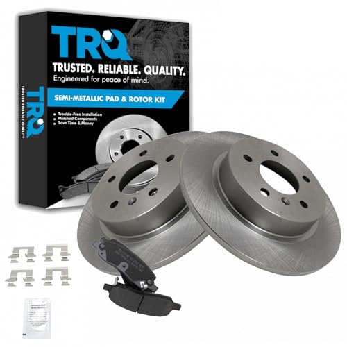 Image of TRQ Rear Brake Pad and Rotor Set Semi Metallic Solid Rotors | For 2006-2011 Buick Lucerne 2006-2011 Cadillac DTS
