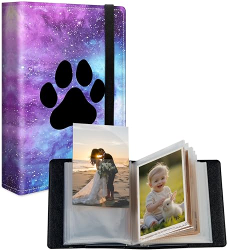 Álbum de fotos pequeño de 4 x 6 pulgadas para 120 imágenes, álbum de fotos con cubierta de piel sintética con banda elástica, mini libro de fotos para familia, bebé, boda, aniversario, viajes, álbum