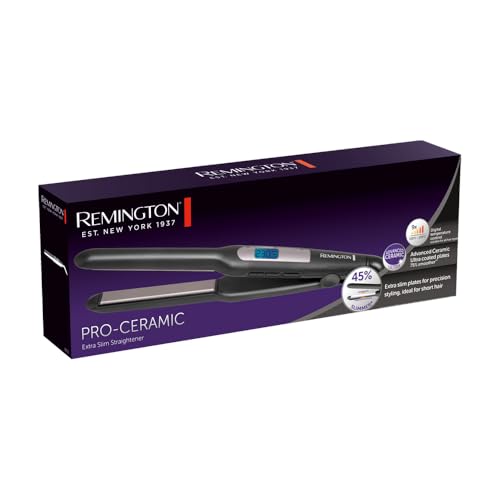 Remington Glätteisen [extra schmale Platten: für kurzes Haar, Pixies, Pony, Bart & kleine Locken] Haarglätter (Ultra-Pro-Keramikbeschichtung, LCD-Display,150-230°C) Bartglätter S5515