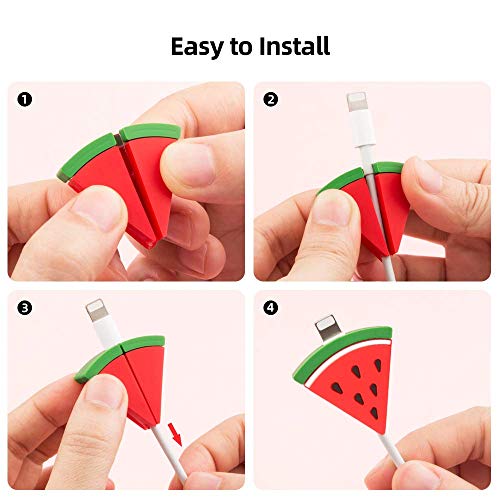 Image of Set of 7 Silicon New Charging Cable & Earphone Protectors,Cute Charging Wire Sleeve,Cord Protection,Cable Savers Compatible with Android USB,Type-c & iPhone Charging Cables- (Random Designs)