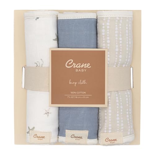 Crane Baby Muslin Baby Burp Cloths, Lightweight Absorbent Burp Cloth, Sea Life Jellyfish, Set of 3, 7” x 20”, Newborn Baby Essentials, Burp Cloths Baby Boy, Burp Cloths Baby Girl, Newborn Essentials by Crane Baby - Image 7