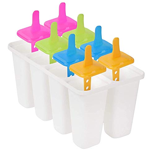 Image of GRANTH ENTERPRISE 8 Slot Plastic Reusable Ice Pop Makers, Homemade Popsicle Frozen Ice Cream Moulds Tray Kulfi Candy Ice Lolly Mold Tray With Stick For Children & Adults,15X10X10 Cm