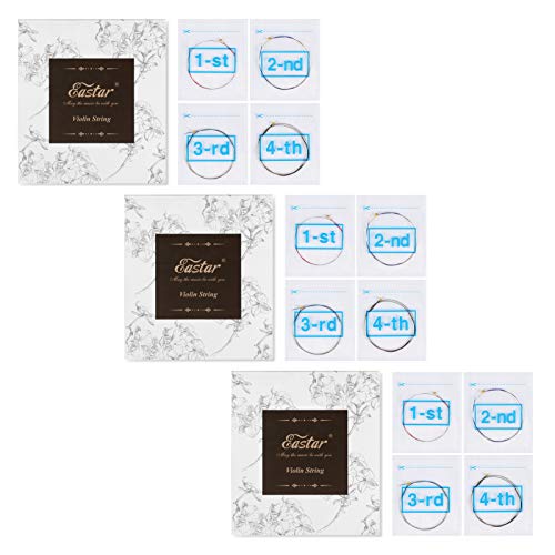 image for Eastar Violin Strings 4/4 Full Set of 3 (G D A E), Solid Steel Core Vi