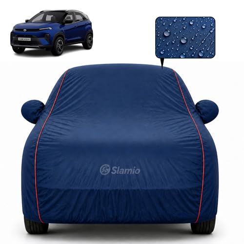 Image of Car Cover for Tata Nexon 2020-2026 | 100% Waterproof Heavy-Duty 3-Layer Car Body Cover | All-Weather Rain, UV, Sun & Dust Protection | Custom Fit | Mirror & Antenna Pockets | Navy Blue