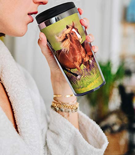 Cuajh Running Horses Travel Coffee Mug For Men Women, Insulated Tumbler With Wrap, Lid And Stainless Lined For Christmas Birthday, 14 Oz #TOP5