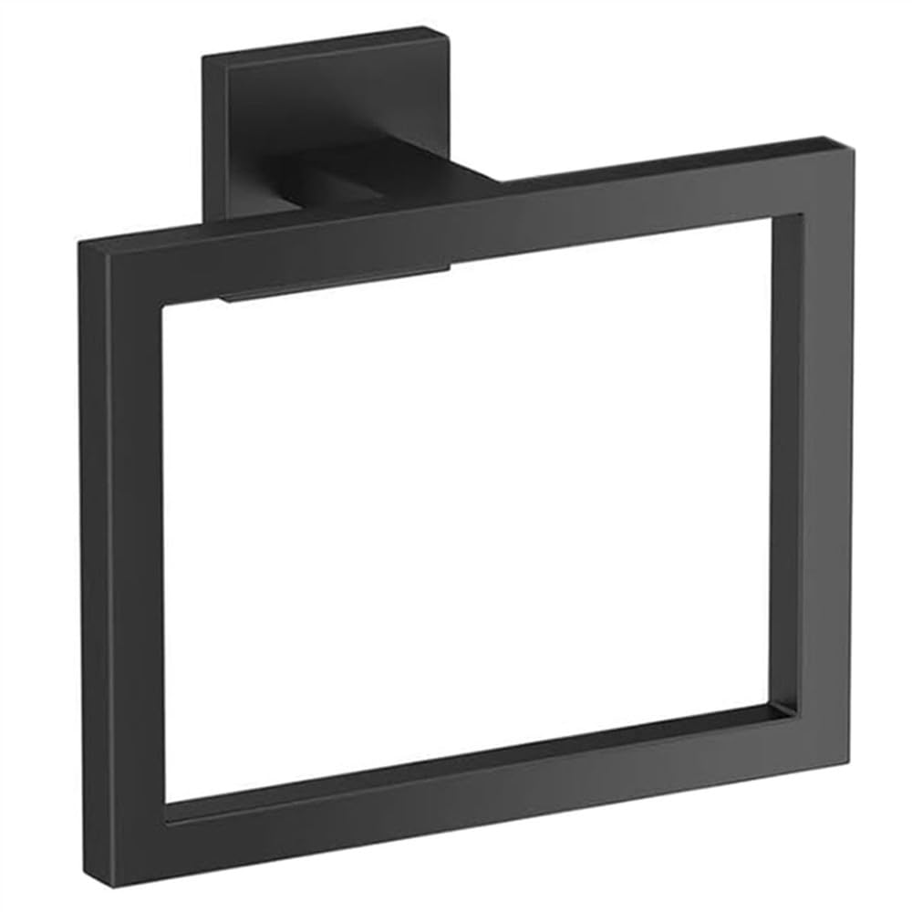 VVW&LIU Square Modern Design Thicken Stainless Steel Towel Ring-Hand Towel Holder, For Bathroom Towel Racks,Matte Black