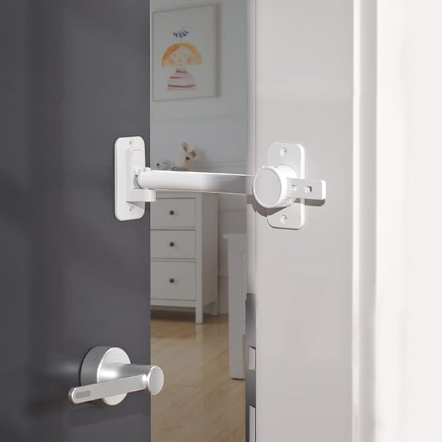 SAFELON 1Pcs/Packages Baby Safety Door Finger Pinch Guard, Door Lock & Door Stopper for Kids & Pets, Convenient Cats Entry, Adjustable Door Latch for Dogs No More Pet Gates