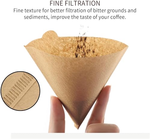 Image of TWYN Size 02 Unbleached Cone Filters,100 Count Disposable Natural Paper Filters for 2-4 Cup Pour Over and Drip Coffee Maker