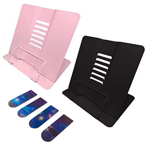 ULEMONDEE 2 Stück buchstütze Kinder,leseständer Kinder,Buchhalter leseständer (Schwarz & Rosa) Cover