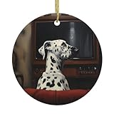 Parfaite pour une suspension polyvalente de festival, cette décoration circulaire YYHWHJDE Dalmatien regardant la télévision est livrée avec un câble métallique doré durable, assurant une installation facile sur les portes, les fenêtres ou dans le cadre de projets d'artisanat, de sorte que vous pouvez sans effort répandre l'esprit de vacances sans les tracas d'installations compliquées.