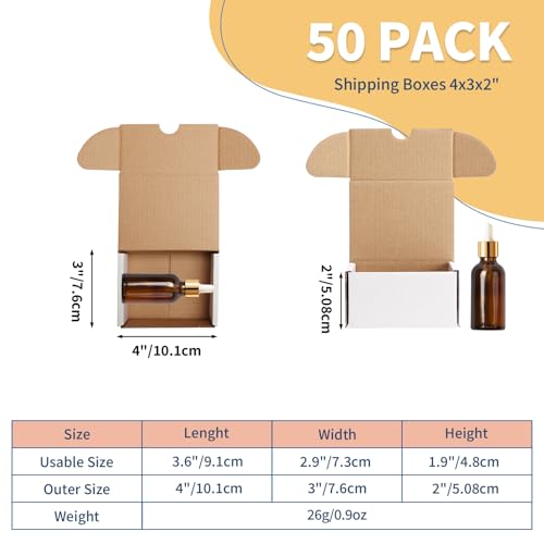 Image of ZBEIVAN 4x3x2 White Shipping Boxes Set of 50, Corrugated Cardboard Mailer Boxes for Packaging Small Business Mailing Gifts