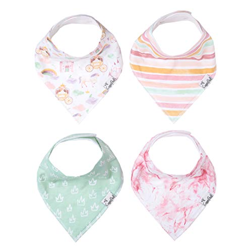 Image of Copper Pearl Baby Bandana Bibs - 4 Pack Soft Cotton Baby Bibs for Drooling and Teething, Absorbent Drool Bibs for Baby Girl and Boy, Adjustable to Fit Newborns to Toddlers, Tons of Styles (Enchanted)