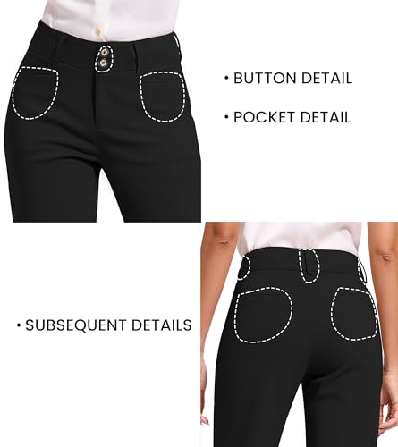 2025 Women Stretch Business Straight Leg Dress Pants with Pockets Wear to Work Casual Suitpants3