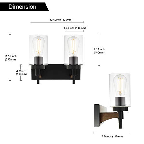 Banato 2-Light Farmhouse Bathroom Lighting With Clear Glass Shade thumb #5