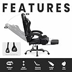 N-GEN GAMING Video Gaming Chair with Footrest High Back Ergonomic Comfortable Office Computer Desk with Lumbar Support Height Adjustable with PU Leather Recliner for Adults Women Men (Black) - Image 5