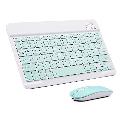 Conjunto de teclado e mouse Bluetooth ultrafino, recarregável, portátil, sem fio, para Apple iPad, iPhone iOS 13 e acima, Samsung, tablet, celular, smartphone, Android, Windows (verde)