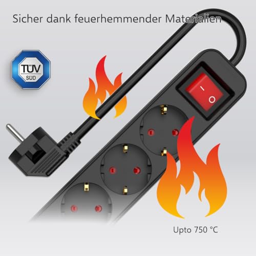 ELRO ES106 6-Fach Steckdosenleiste mit Schalter und 1,5m Kabel – Kindersicherung – Schukostecker – max. 3680 W – TÜV-geprüft - Schwarz – Bild 4