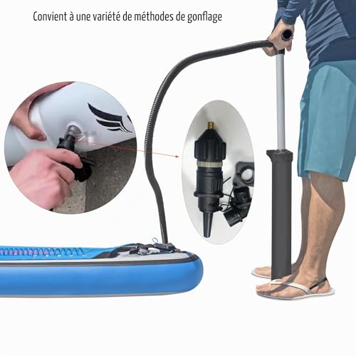Adaptateur Gonfleur Paddle avec Sac De Rangement,Accessoire Paddle Kayak Matelas Bateau Gonflable,Adaptateur Gonflage Paddle,8 Embout De Gonflage pour Kayak Matelas Bateau Ballon De Plage – vue 7