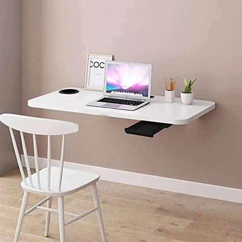 QARA-Torche-315-X-18-Inches-Solid-Wood-Wall-Mounted-Round-Corner-Folding-Study-TableFoldable-Laptop-Desk-For-Home-And-Office-Computer-White