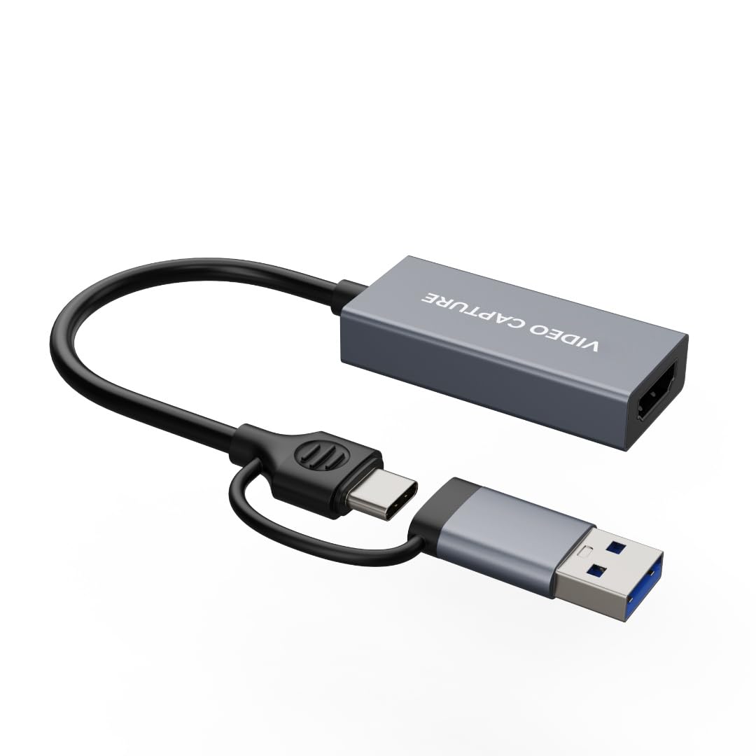 Carte de capture vidéo HDMI 4K 1080p60, USB 3.0 et Type-C, capture de jeu plug-and-play pour PS5/Xbox/Switch/Quest 3, iPad Pro/Mac/Windows/OBS, passe zéro décalage, étui de poche en aluminium
