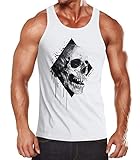 Neverless® Tank-Top Skull Totenkopf Schädel Muskelshirt Muscle Shirt weiß L