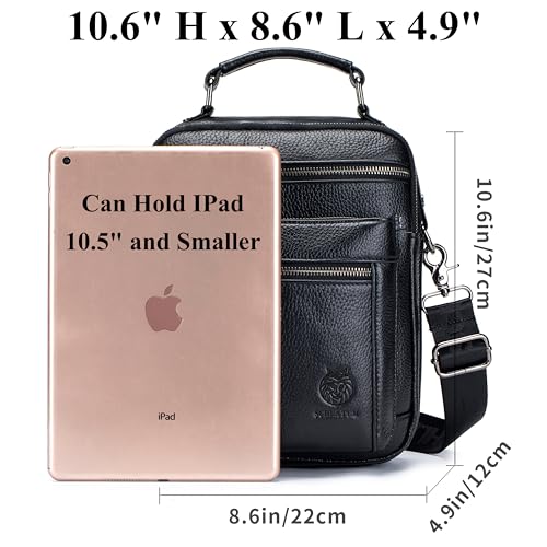 Image of Genuine Leather Shoulder Bag for Men, Medium Messenger Bag Crossbody, Mens Handbag with Multiple Pockets for Daily