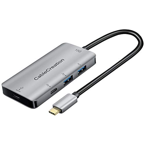 USB C Hub, CableCreation 4-in-1 USB-C Hub with USB 3.0 Ports, USB C 3.1 Port, up to 100W Charging Adapter Compatible for MacBook, MacBook Pro/Air, ChromeBook, XPS and More, Aluminum Thunderbolt 3 Hub