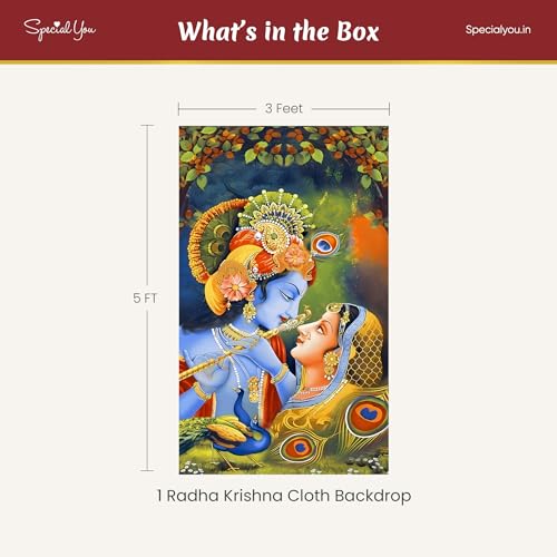 Image of Special You Krishna janmashtami Decoration Items with Radha Krishna Theme Backdrop (5 * 3ft), Janmashtami Decoration Items, Radha Krishna Wall Decor- 1Pc
