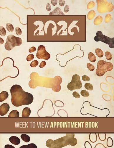 Week To View Appointment Book 2026: Dog Grooming, Walking Dated Client Scheduler & Daily Planner For Pet Business Owner With Hourly Booking Slots And 15 Minute Increments, 52 Weeks, Vintage Cover image 2