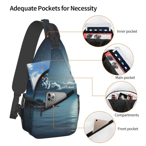 Bolso cruzado Moon Ocean Landscape unisex negro miniatura 4