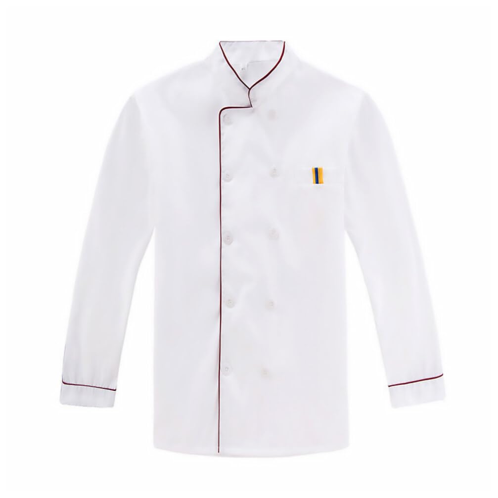 Luxshiny Chef Coat Uniforms Cooking Chef Coat Long Sleeve Chef Clothes Unisex Chef Jacket for Restaurant Hotel Home Cooking (170 L)