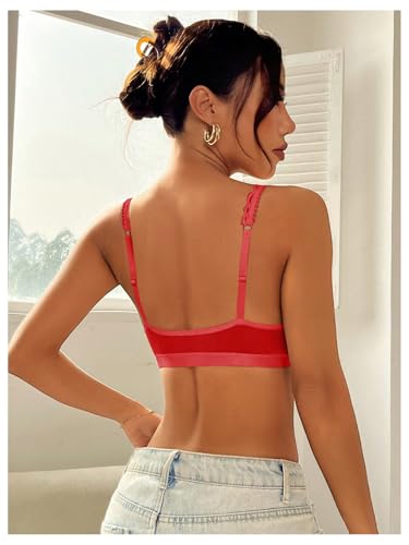 Image of SOLY HUX Women's Lace Bras Deep V Neck Wireless Bra Comfort Everyday Bralette