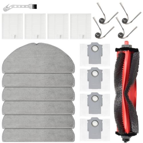 DianSung Accessori per Roborock Q7 M5/Q7 M5+/Q7 L5/Q7 L5+ Ricambio per aspirapolvere, 1 Spazzola Principale, 6 Panni, 4 Sacchetti per la Polvere, 4 spazzole Laterali, 4 filtri