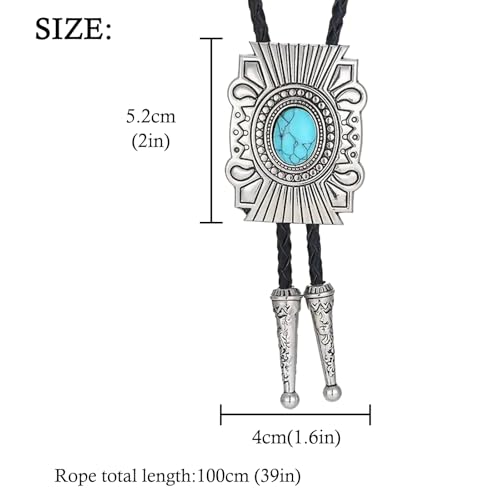 Image of HUABOLA CALYN Native American Bolo tie Rodeo Cowboy Leather Necktie Western Bolo ties for Men Women Necktie for Concert Fans
