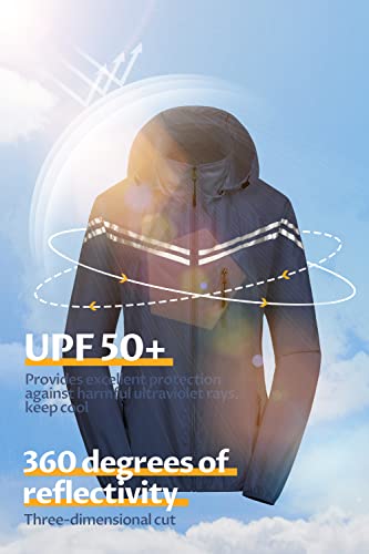 Image of CREATMO US Women's Sun Jackets Lightweight Packable Shirts UPF 50+ Hoodie Reflective Cycling Jacket With Detachable Hood