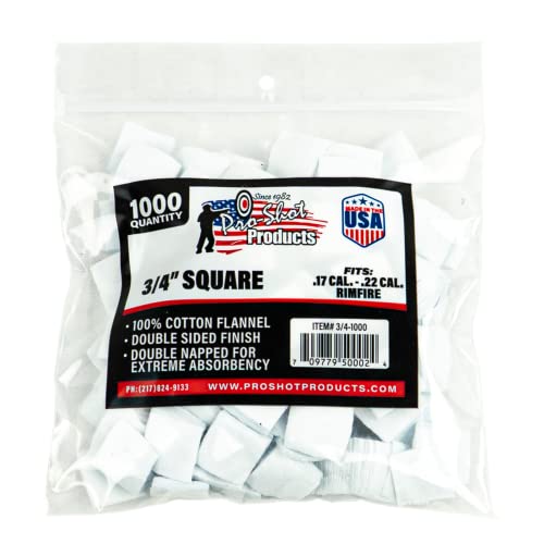 Pro-Shot Products .17 Cal. / .177 Cal. 3/4-Inch SQ. 1000 Count Patches Rimfire, White (3/4-1000)