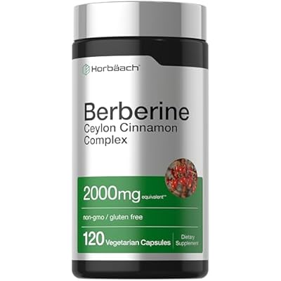 Horbaach Berberine with Ceylon Cinnamon | 120 Veggie Capsules | Vegetarian, Non-GMO & Gluten Free Supplement | Berberine Complex