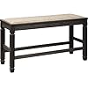 Signature Design by Ashley Tyler Creek Urban Farmhouse Counter Height Upholstered Dining Bench, Almost Black