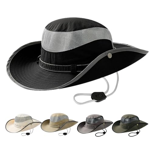 AYPOW Sombrero de Pescador Unisex Protección UV, Sombrero de Sol ala Ancha Plegable, Ligero Bucket Hat Transpirable Sombrero de Verano, Mujer Hombre Gorro Pescador Exteriores para Safari Trekking