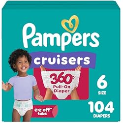 1 of Pampers Diapers - Cruisers 360 - Size 6, 104 Count, up to 100% Leakproof Pull-On Diaper for Active Babies