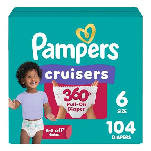 Pampers Diapers - Cruisers 360 - Size 6, 104 Count, Babyproof up to 100% Leakproof Pull-On Diaper