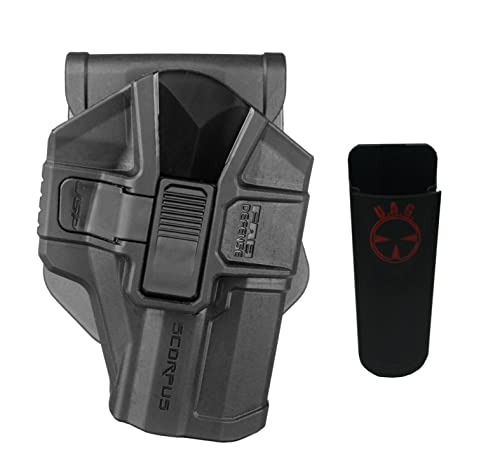 Ultimate Arms Gear FAB Defense Scorpus M24 Holster H&K USP with Level 2 Retention + Paddle (Right Hand), Black Belt Clip Mag Pouch Holder