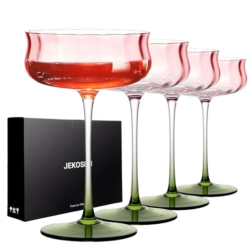 JEKOSEN Tulip Series Crystal Martini Cocktail Glasses 13 Ounce Set of 4 With Premium Gift Box Premium Strong Crystal Gift for Christmas, Birthday, Anniversary or Any Special Occasion